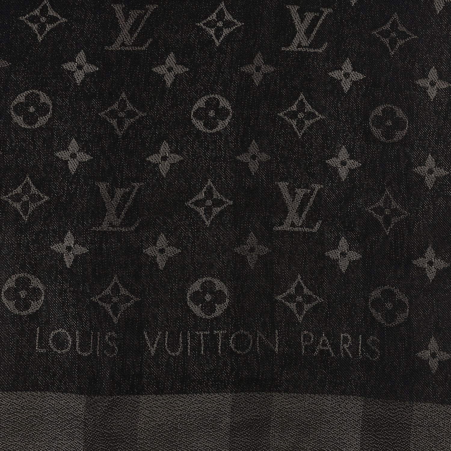 Louis Vuitton Silk Lurex Wool So Shine Monogram Shawl Black 2 of 4
