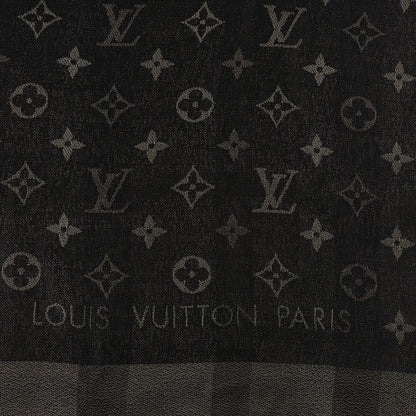 Louis Vuitton Silk Lurex Wool So Shine Monogram Shawl Black 2 of 4