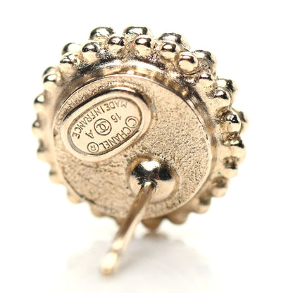 Chanel Pearl Crystal CC Round Earrings Light Gold 4 of 5