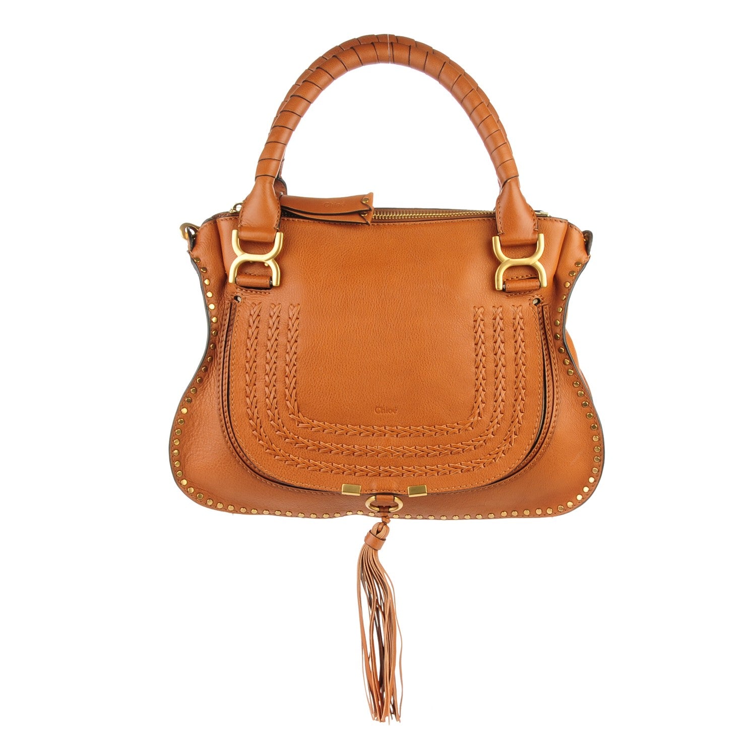 Chloe Calfskin Braided Medium Marcie Satchel Caramel 1 of 8
