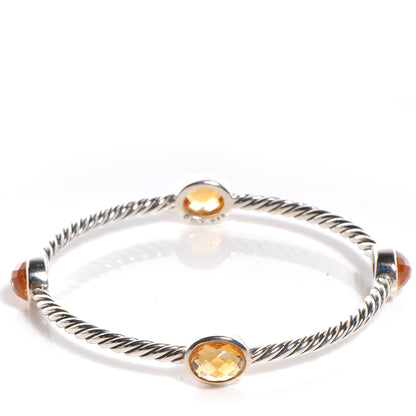 David Yurman Sterling Silver Renaissance Oval Station Bangle Citrine 1 of 5