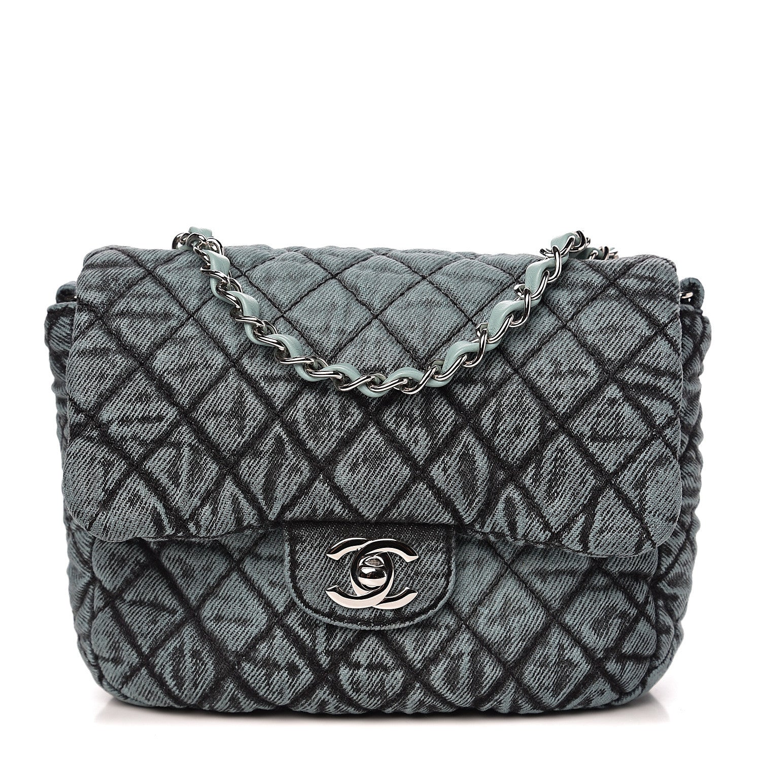 Chanel Washed Denim Quilted Small Denimpression Flap Blue Black 1 of 10