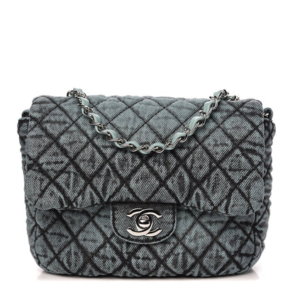 Chanel Washed Denim Quilted Small Denimpression Flap Blue Black 1 of 10