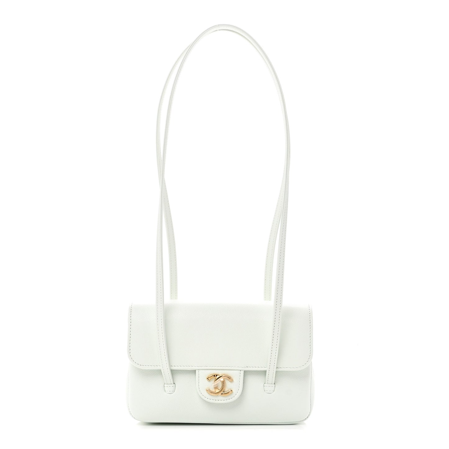 Shiny Caviar Mini Preppy Coco Shoulder Bag Light Blue