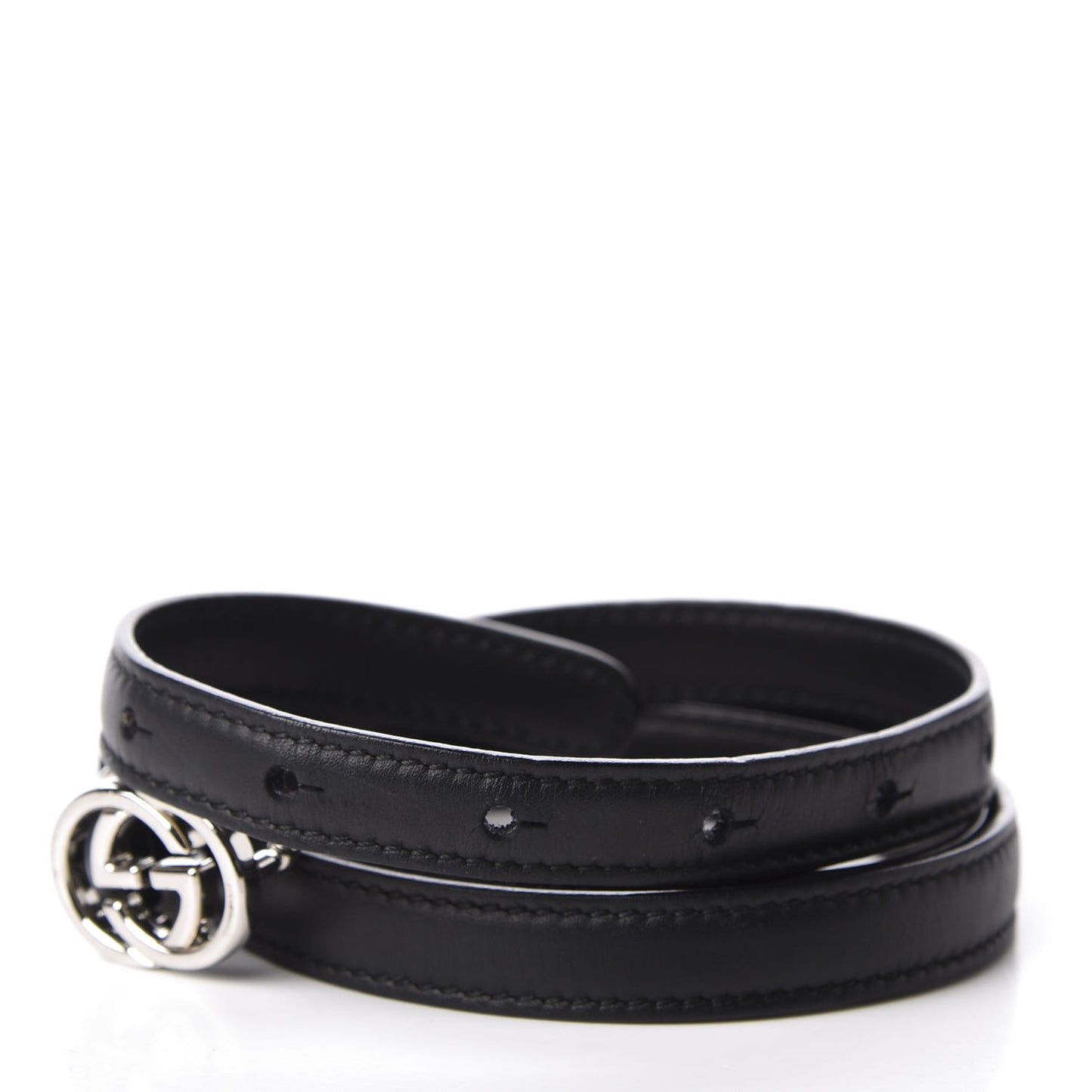 Moon Calfskin Nickel Interlocking G 20mm Belt 90 36 Black
