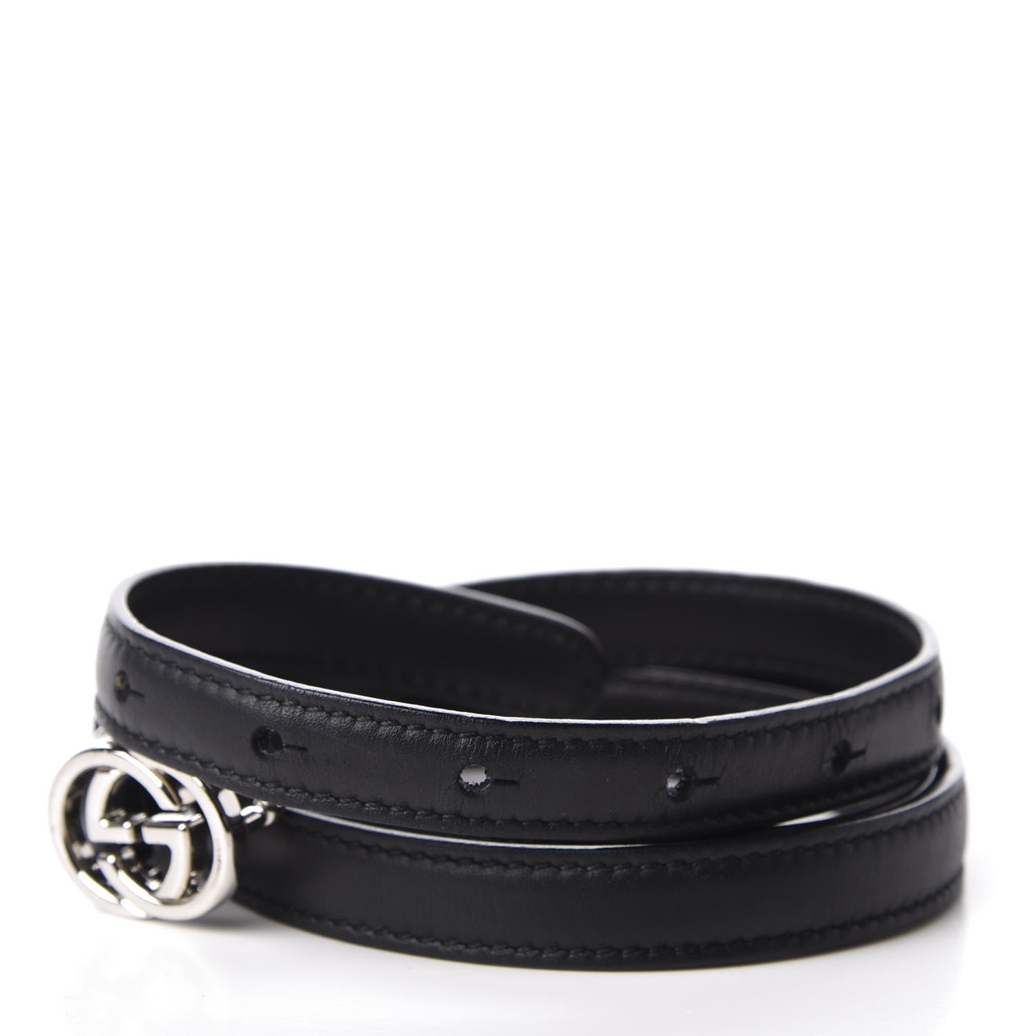 Gucci Moon Calfskin Nickel Interlocking G 20mm Belt 90 36 Black 3 of 5