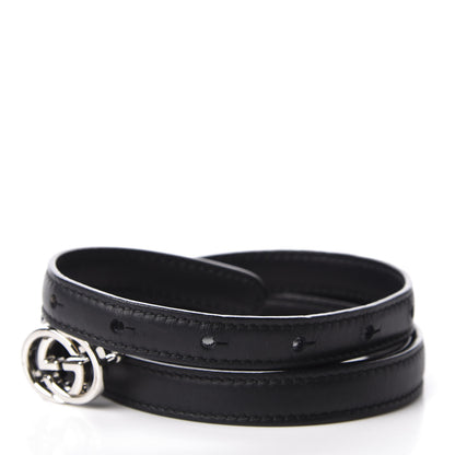 Gucci Moon Calfskin Nickel Interlocking G 20mm Belt 90 36 Black 3 of 5