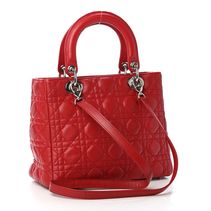 Christian Dior Lambskin Cannage Medium Lady Dior Red 2 of 4