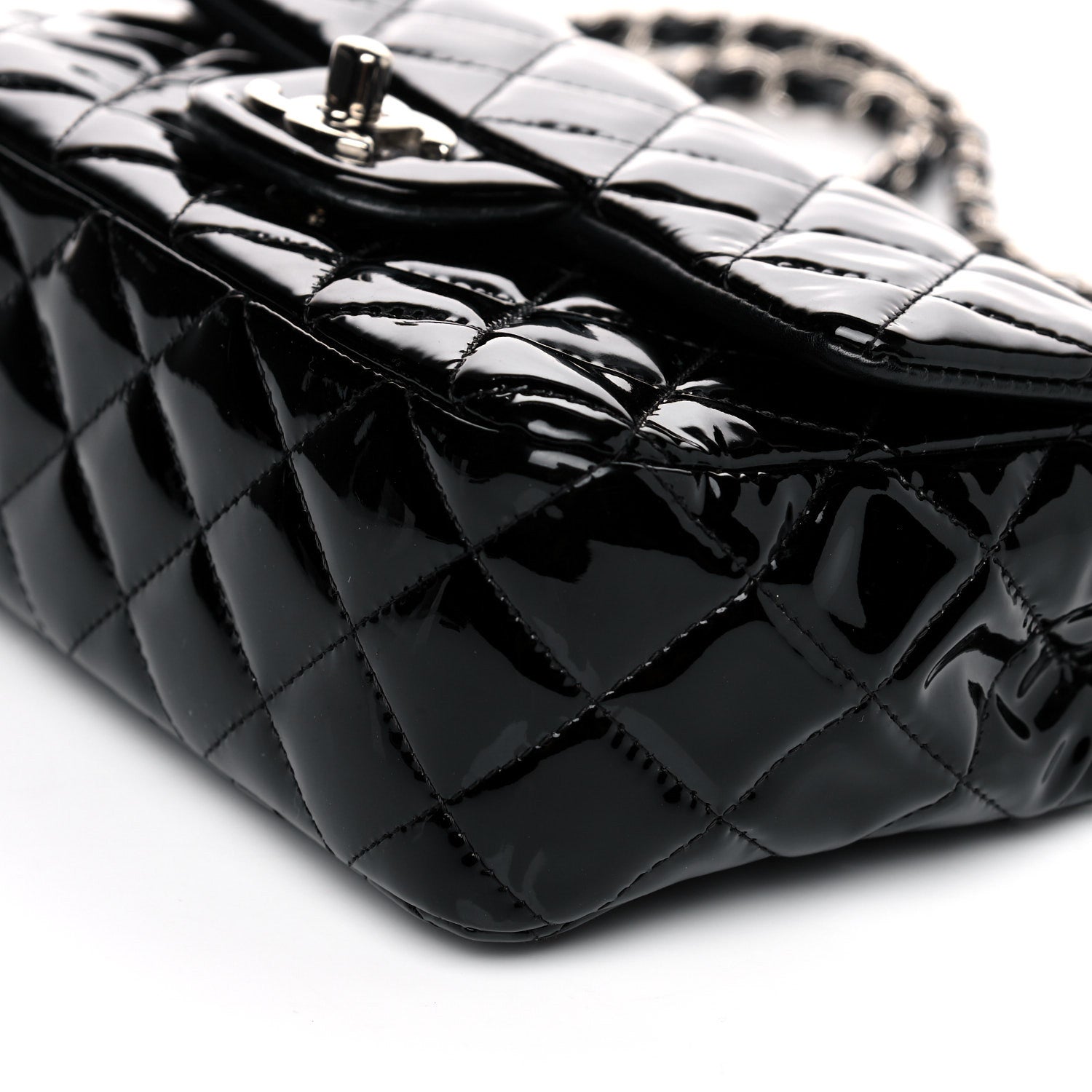 Chanel Patent Calfskin Quilted Mini Rectangular Flap Black 10 of 14