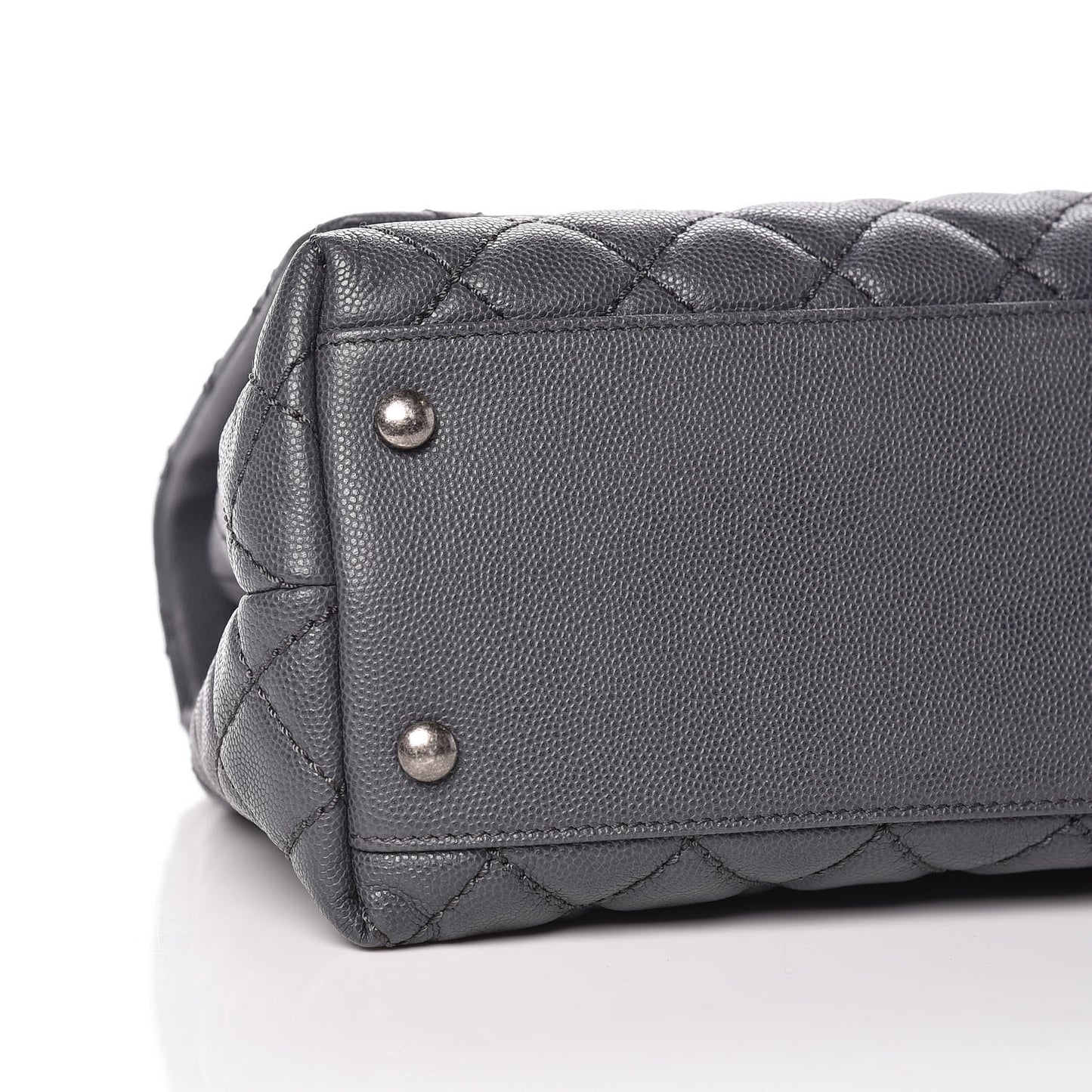 Caviar Quilted Small Coco Handle Flap Gray