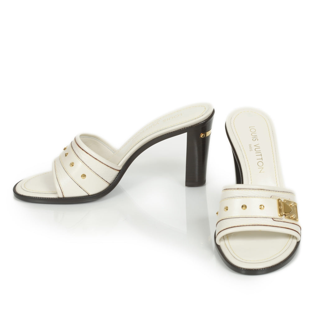 Louis Vuitton Suhali Studded Mules 38 White 1 of 11