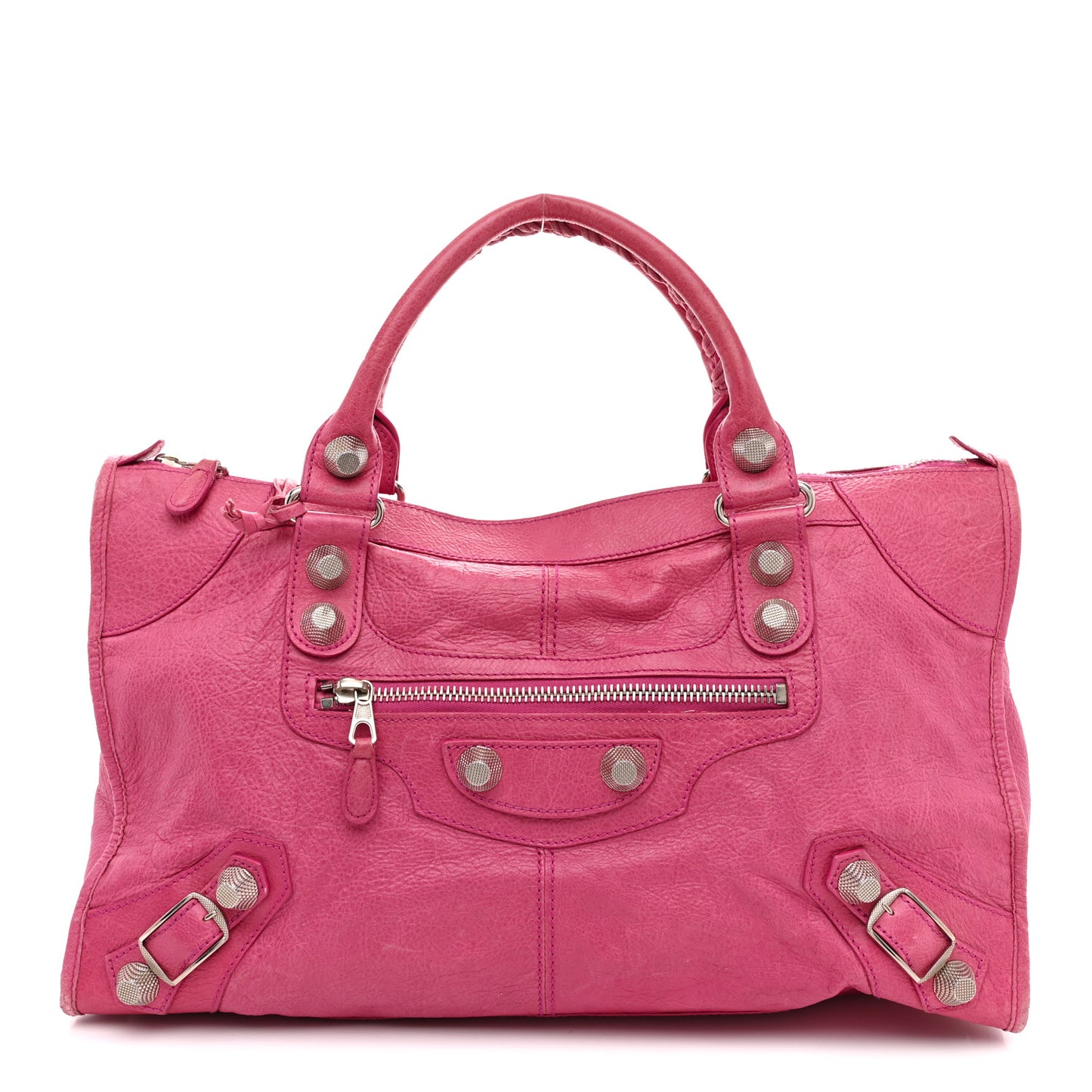Agneau Giant 21 Silver Hardware Work Cyclamen Fucsia