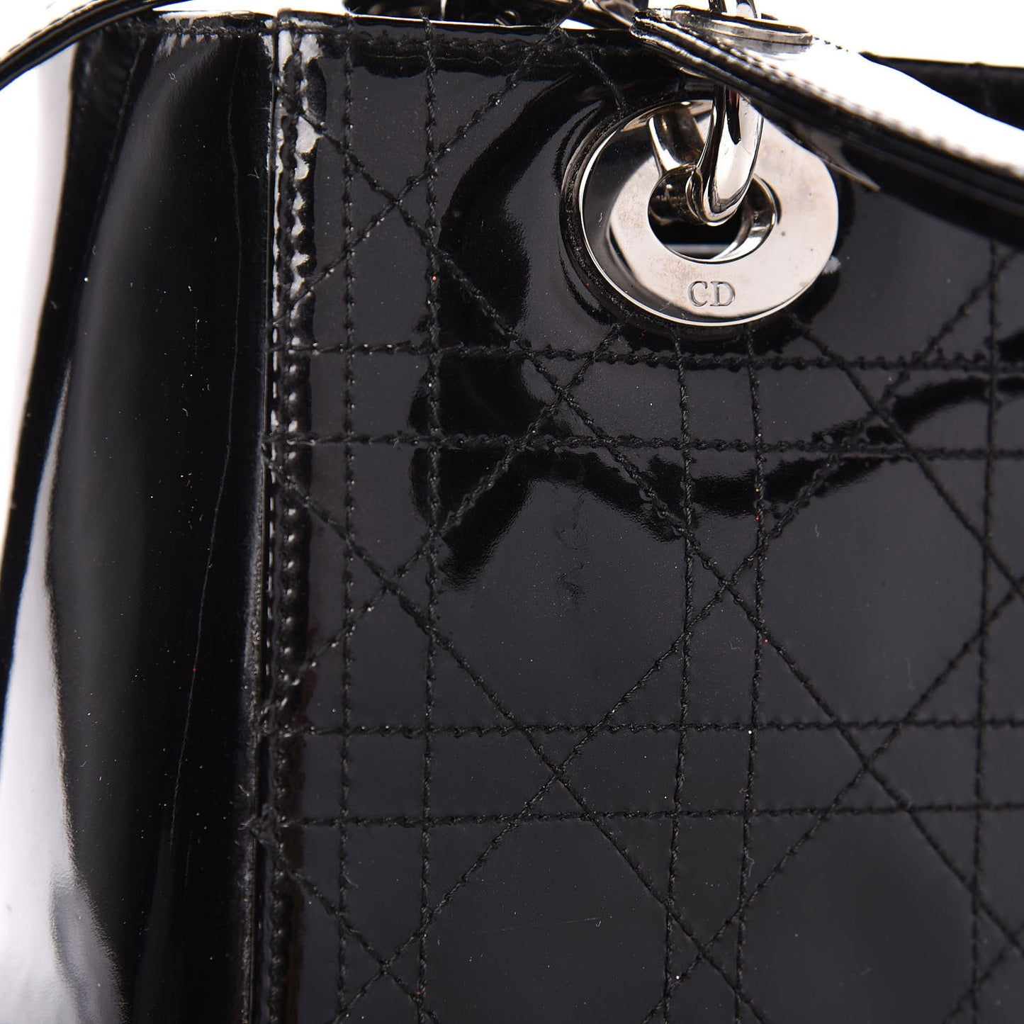 Patent Cannage Medium Lady Dior Black