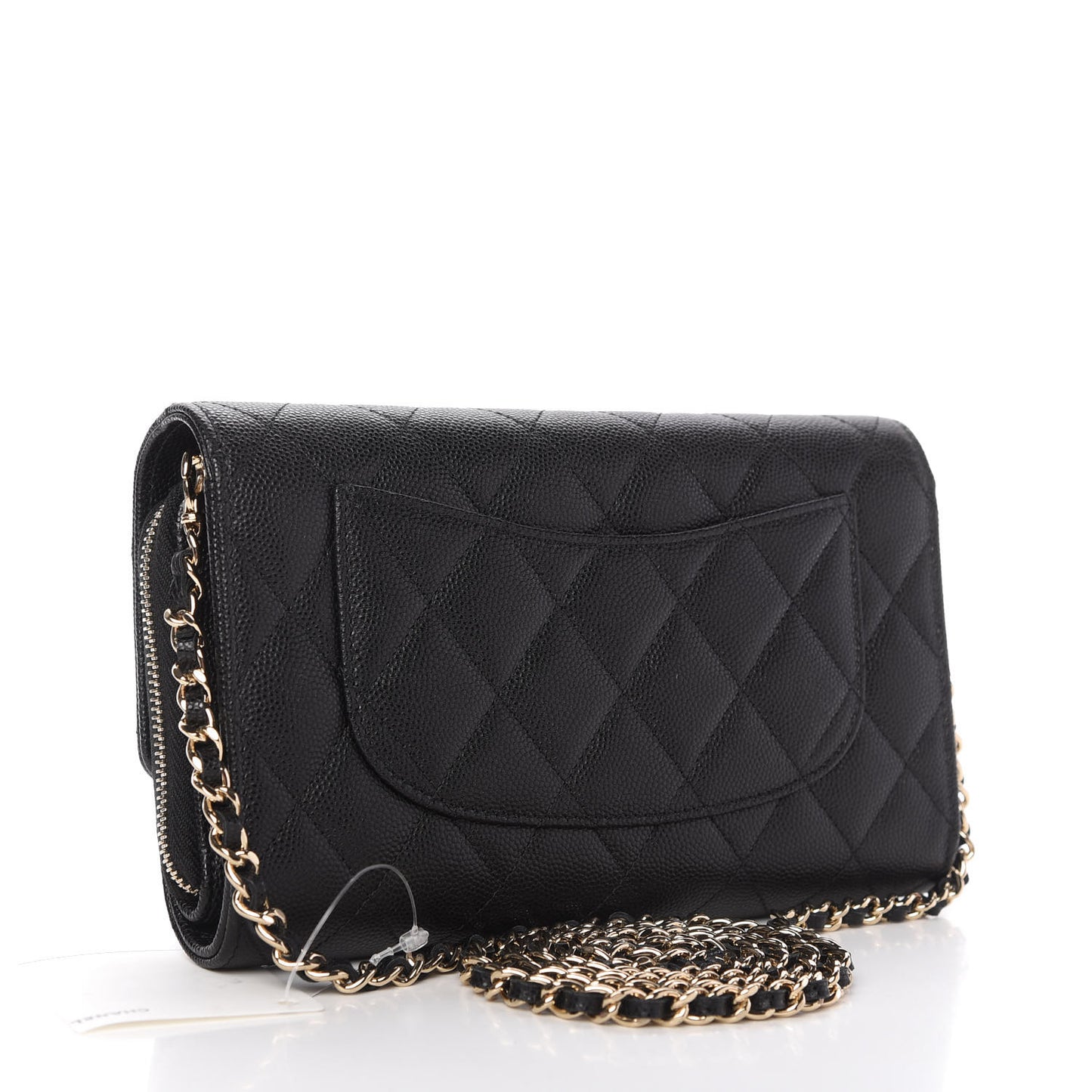 Caviar Quilted Flap Phone Holder With Chain Black