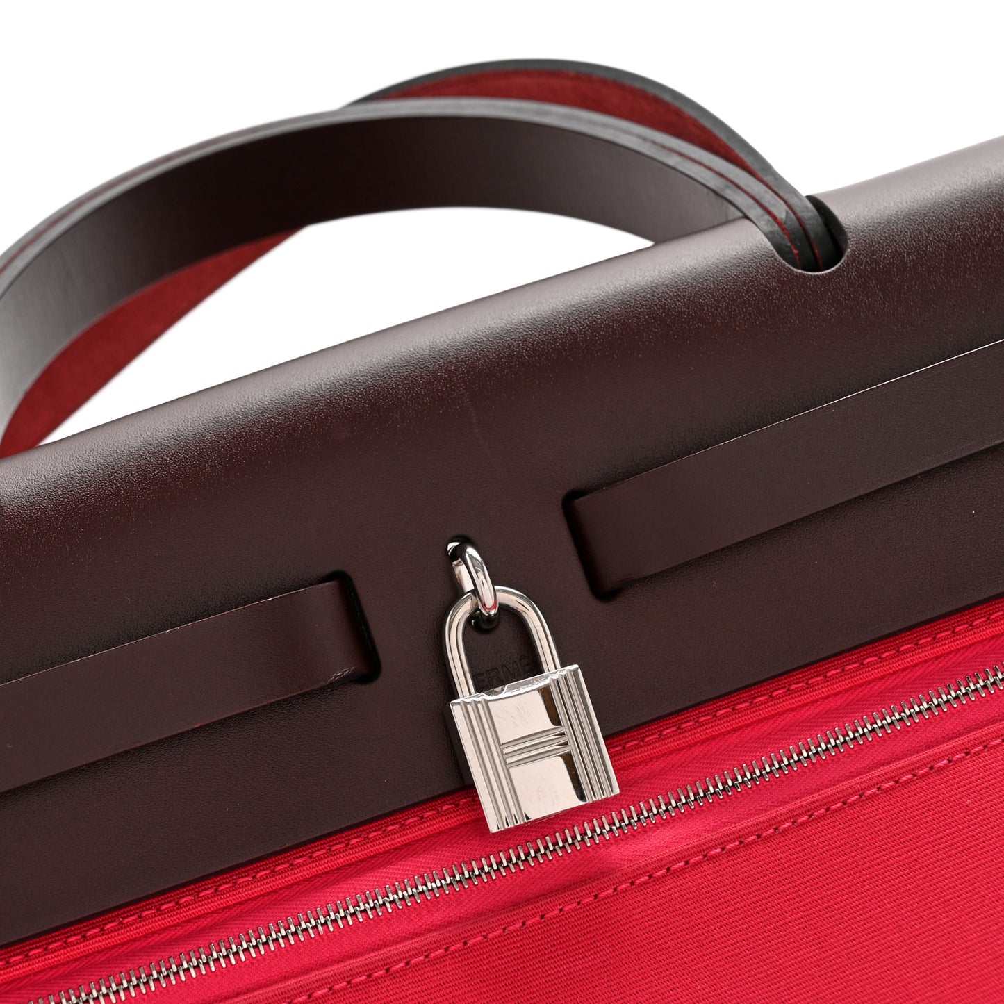 Military Toile Vache Hunter Tri-Color Herbag Zip Retourne 31 PM Rouge H Rouge Sellier Rose Mexico