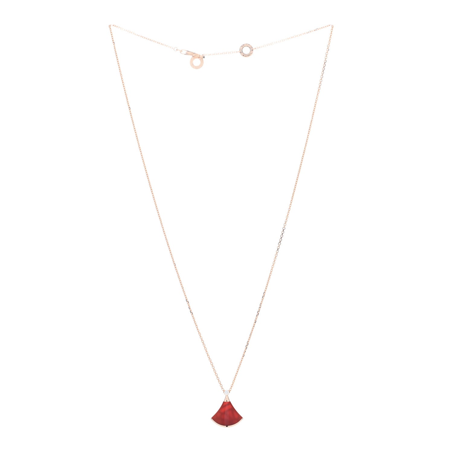 Bulgari 18K Rose Gold Diamond Carnelian Divas' Dream Pendant Necklace 2 of 5
