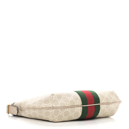 Gucci GG Supreme Monogram Textured Dollar Calfskin Web Small Ophidia Half Moon Hobo Beige Mystic White Oatmeal 4 of 11
