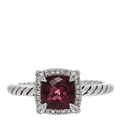 David Yurman Sterling Silver Diamond Garnet 7mm Petite Chatelaine Pave Bezel Ring 57 8 1 of 6