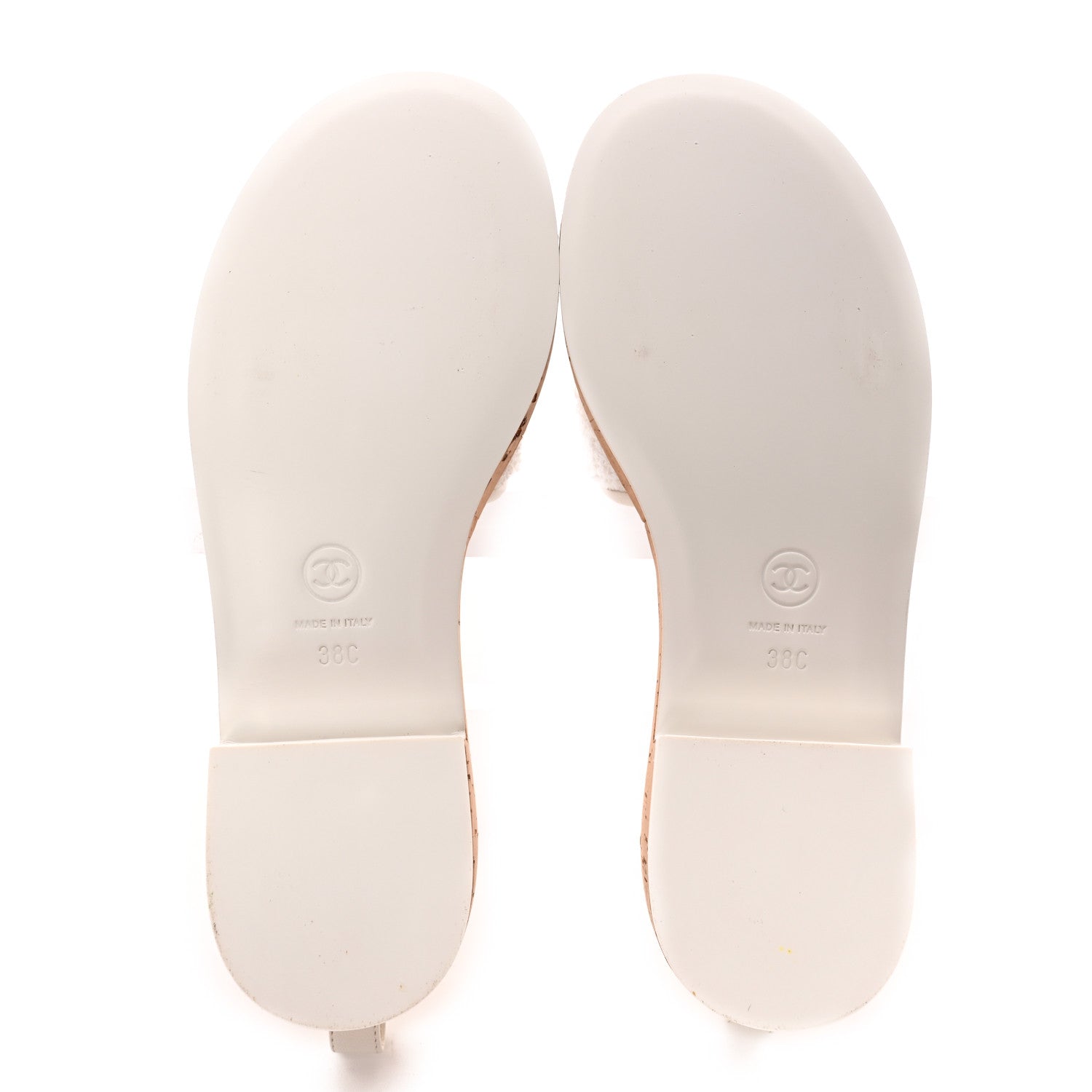 Chanel Tweed Cork CC Chain Mule Sandal 38 White 1378247 – FASHIONPHILE