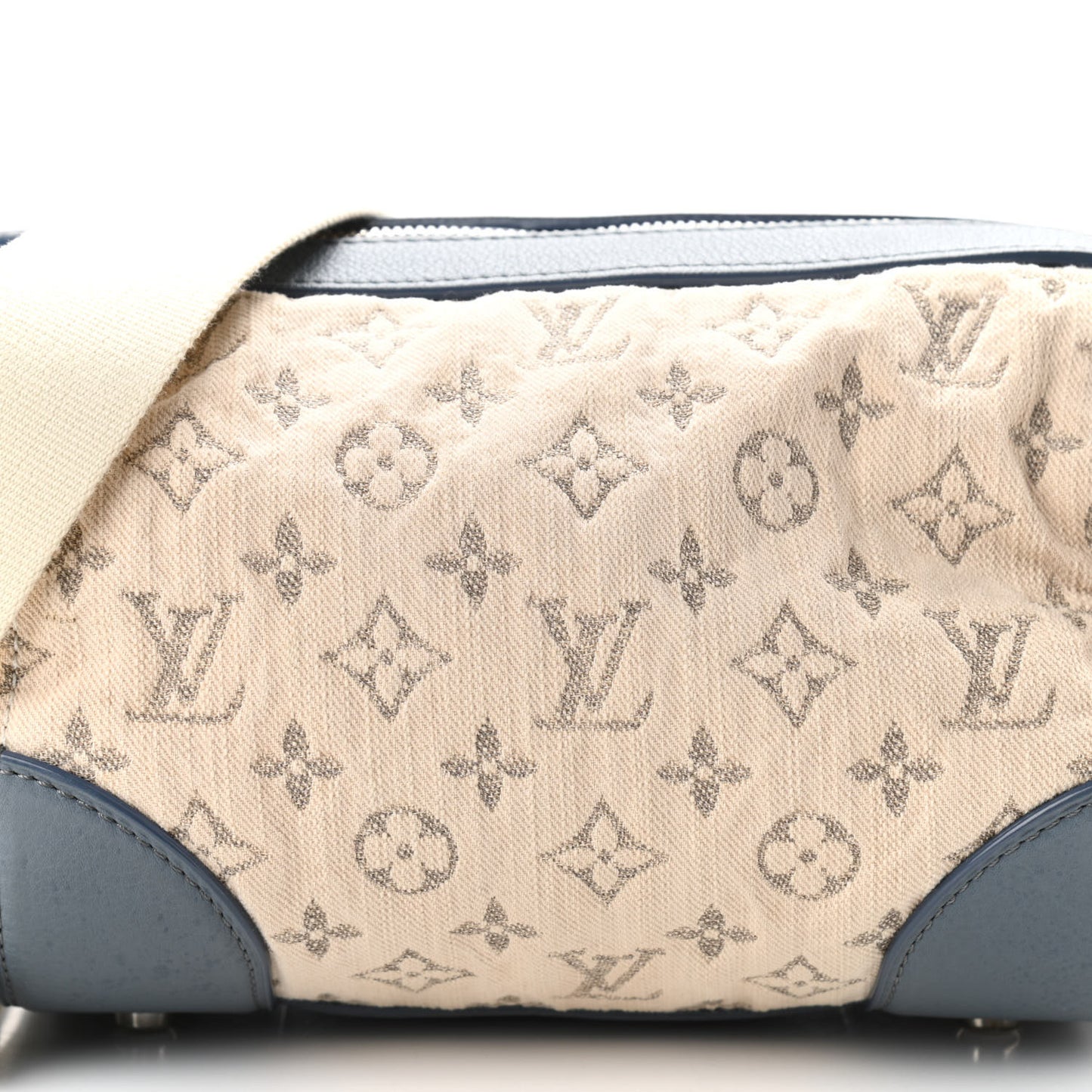 Monogram Denim Pochette Round Blue
