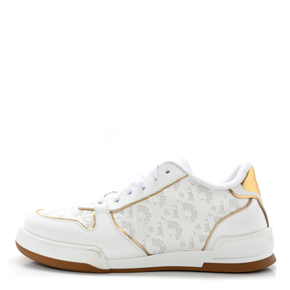 Christian Dior Calfskin Oblique Laser Perforated Dior One Low Sneakers 39.5 Off White Gold 1 of 15