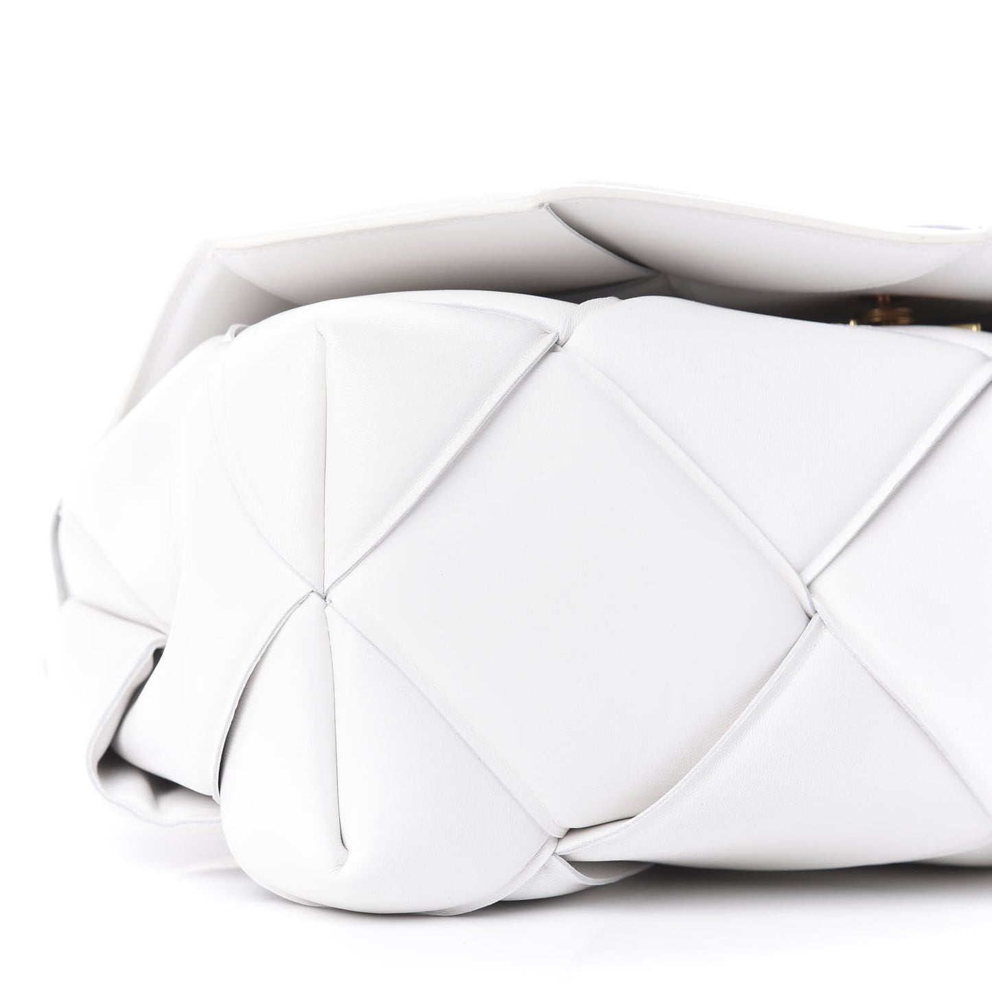 Nappa Intreccio Padded Top Handle Shoulder Bag White