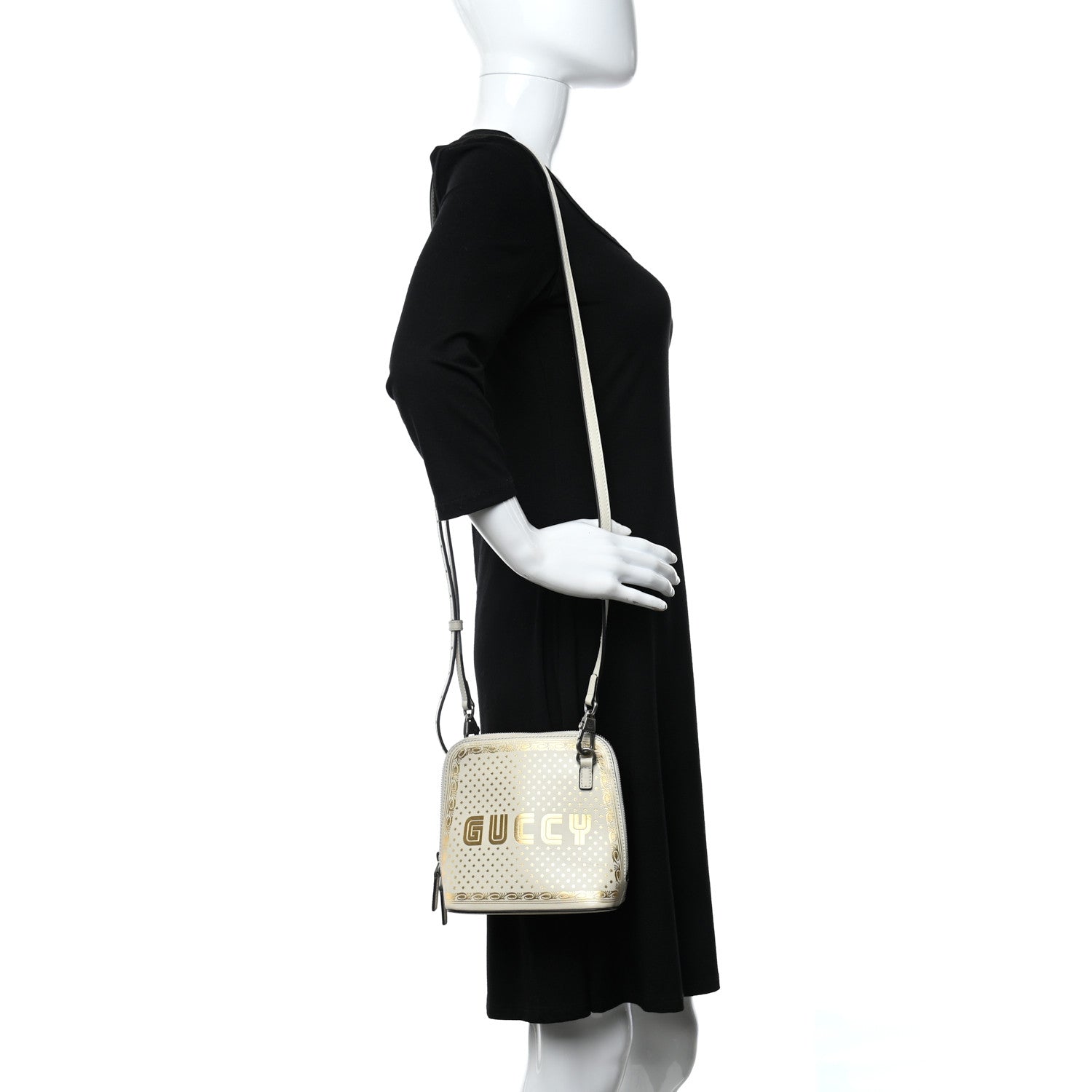 Gucci X SEGA Calfskin GUCCY Stars Mini Dome Shoulder Bag Mystic White Gold 2 of 8