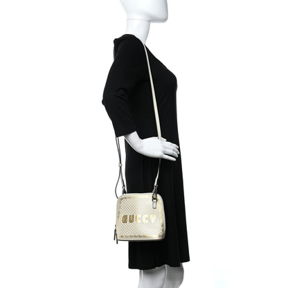 Gucci X SEGA Calfskin GUCCY Stars Mini Dome Shoulder Bag Mystic White Gold 2 of 8