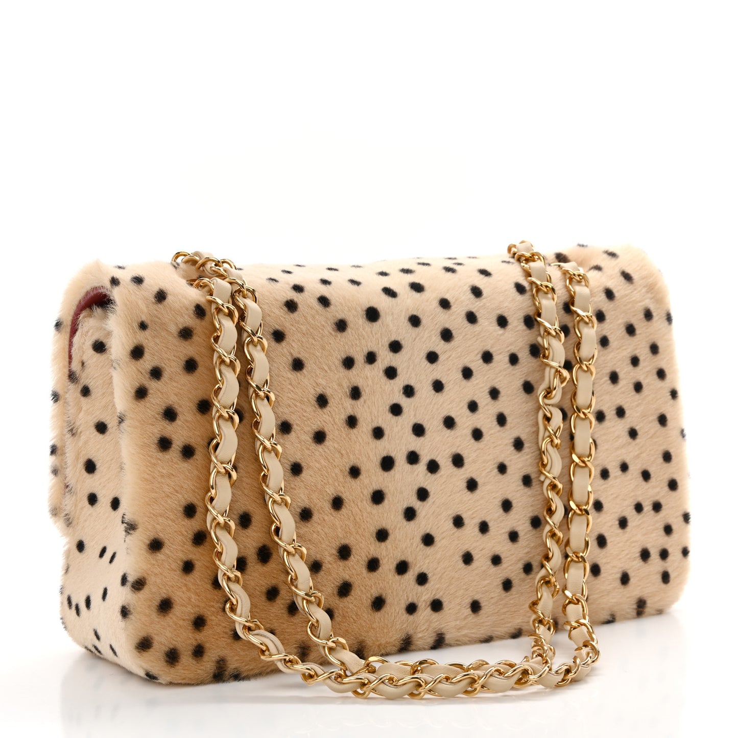 Pony Hair Cheetah Printed Creative Fabrics Flap Light Beige Black