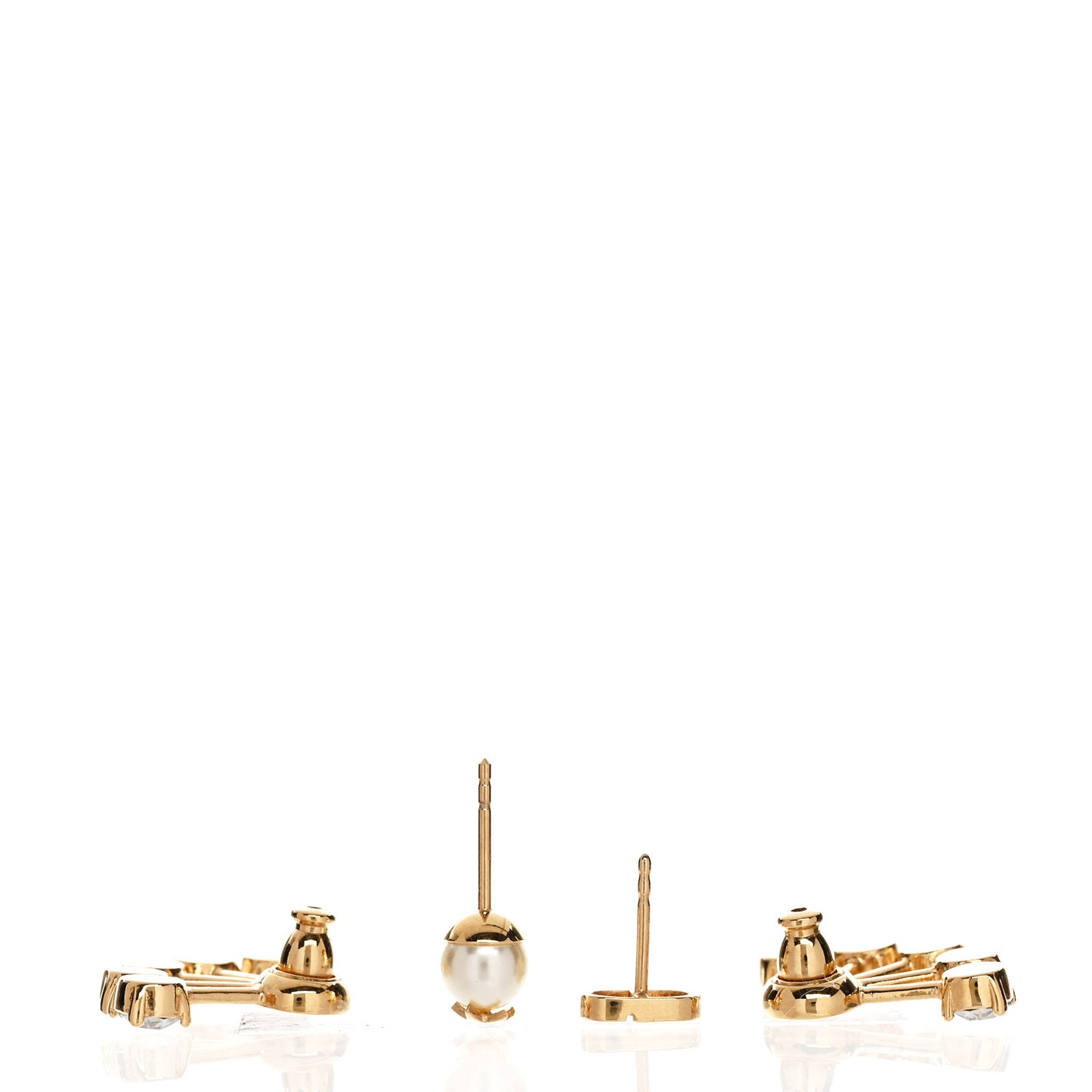 Crystal Pearl Petite CD Earrings Gold