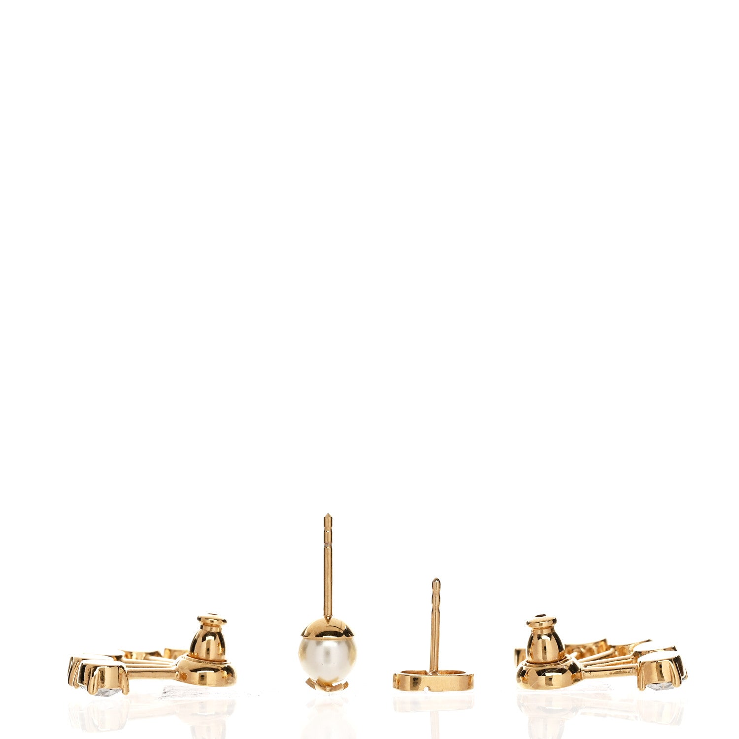 Christian Dior Crystal Pearl Petite CD Earrings Gold 3 of 4