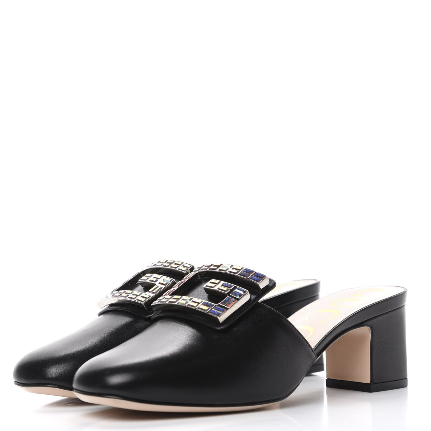 Malaga Kid Crystal Square G Madelyn Mules 36 Black