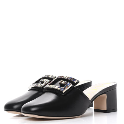 Gucci Malaga Kid Crystal Square G Madelyn Mules 36 Black 2 of 12