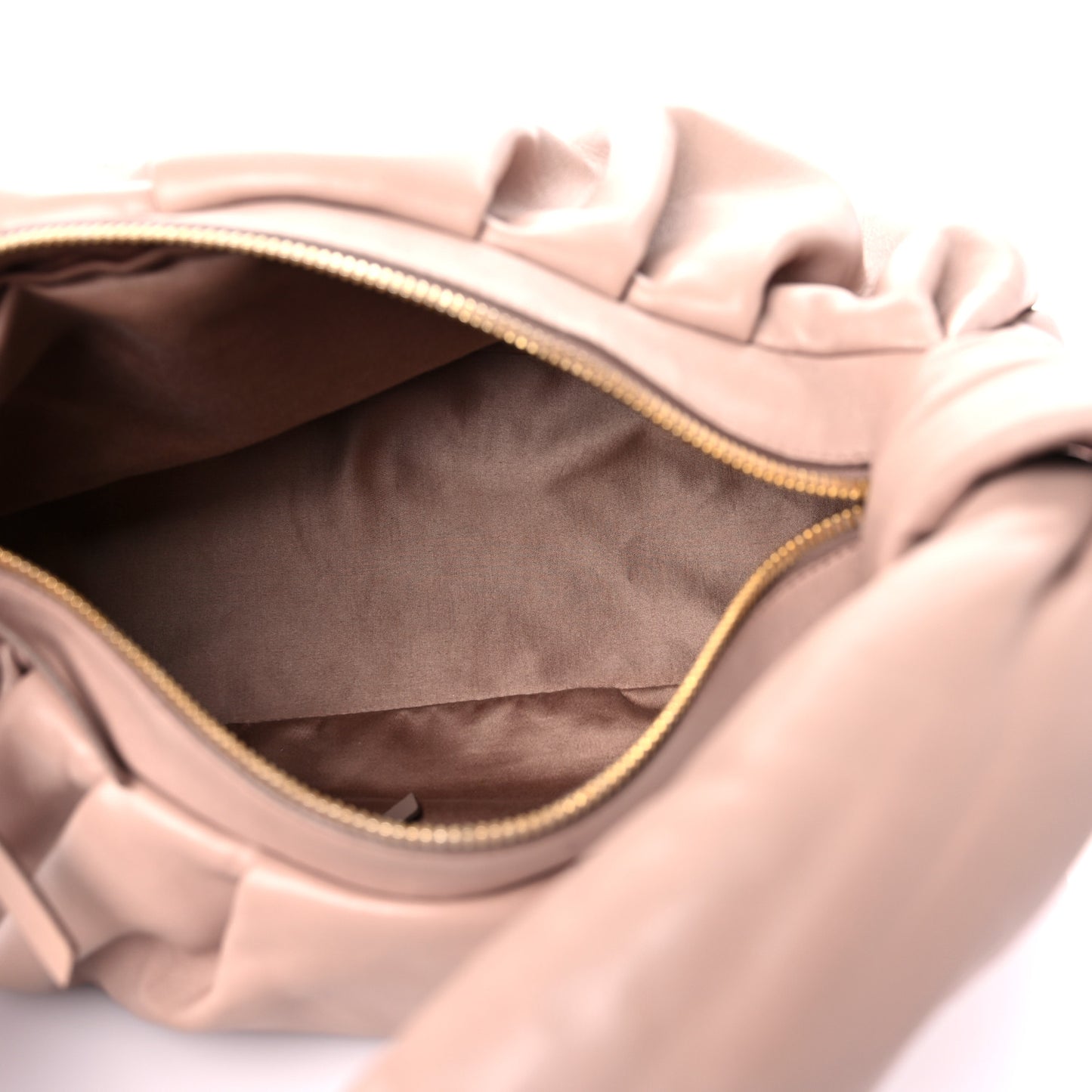 Nappa Knot Top Handle Shoulder Bag Beige