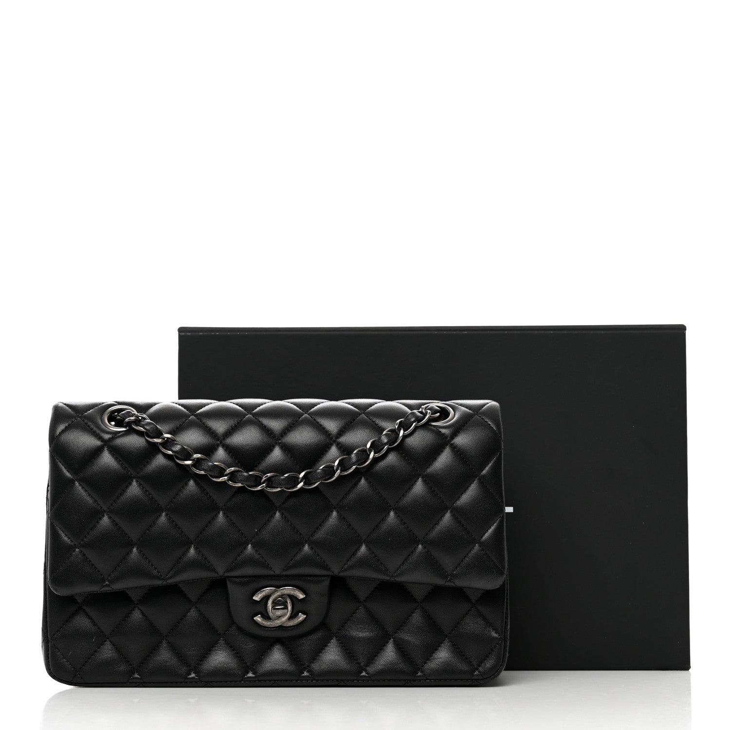 Chanel Lambskin Quilted Medium Double Flap Black 11 of 11