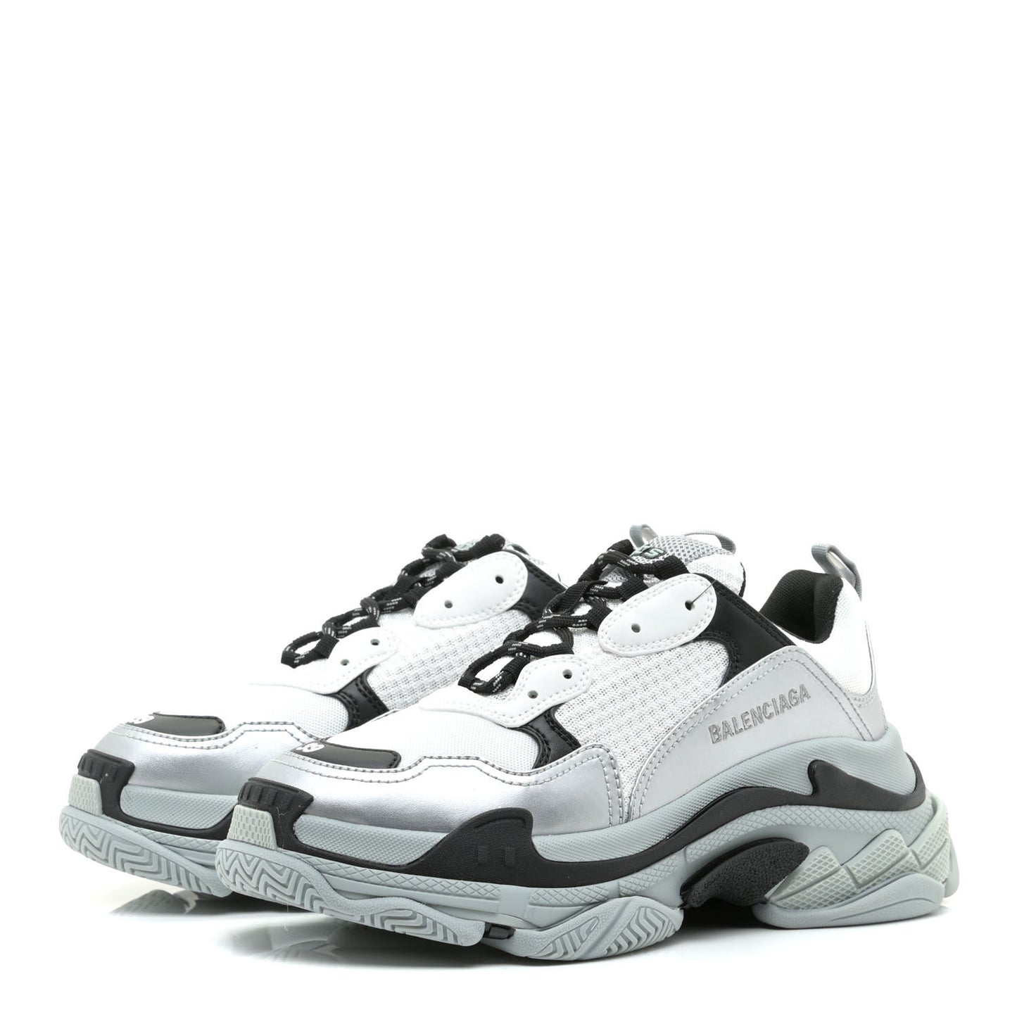Metallic Fabric Mesh Womens Triple S Sneakers 39 Grey Dark Grey Black