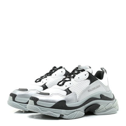 Balenciaga Metallic Fabric Mesh Womens Triple S Sneakers 39 Grey Dark Grey Black 3 of 7