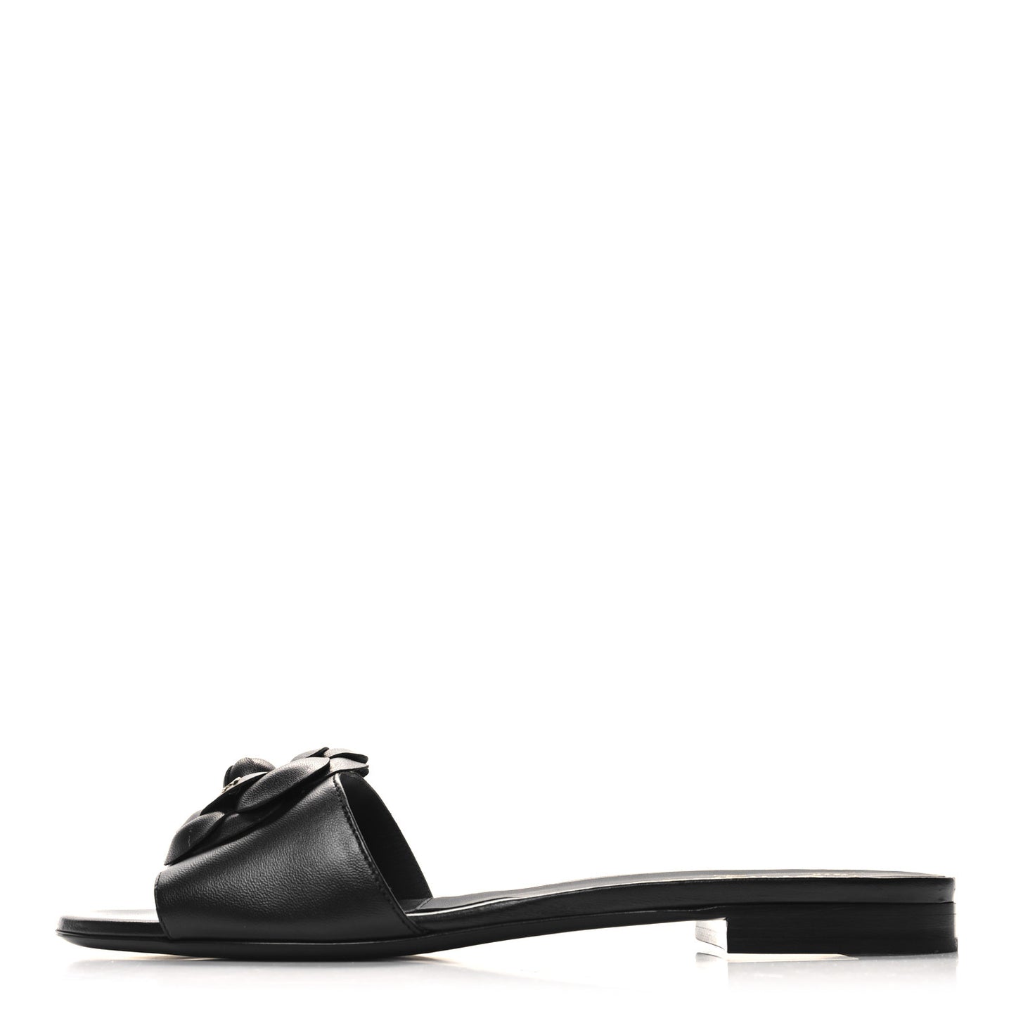 Lambskin Camellia CC Slides 40 Black