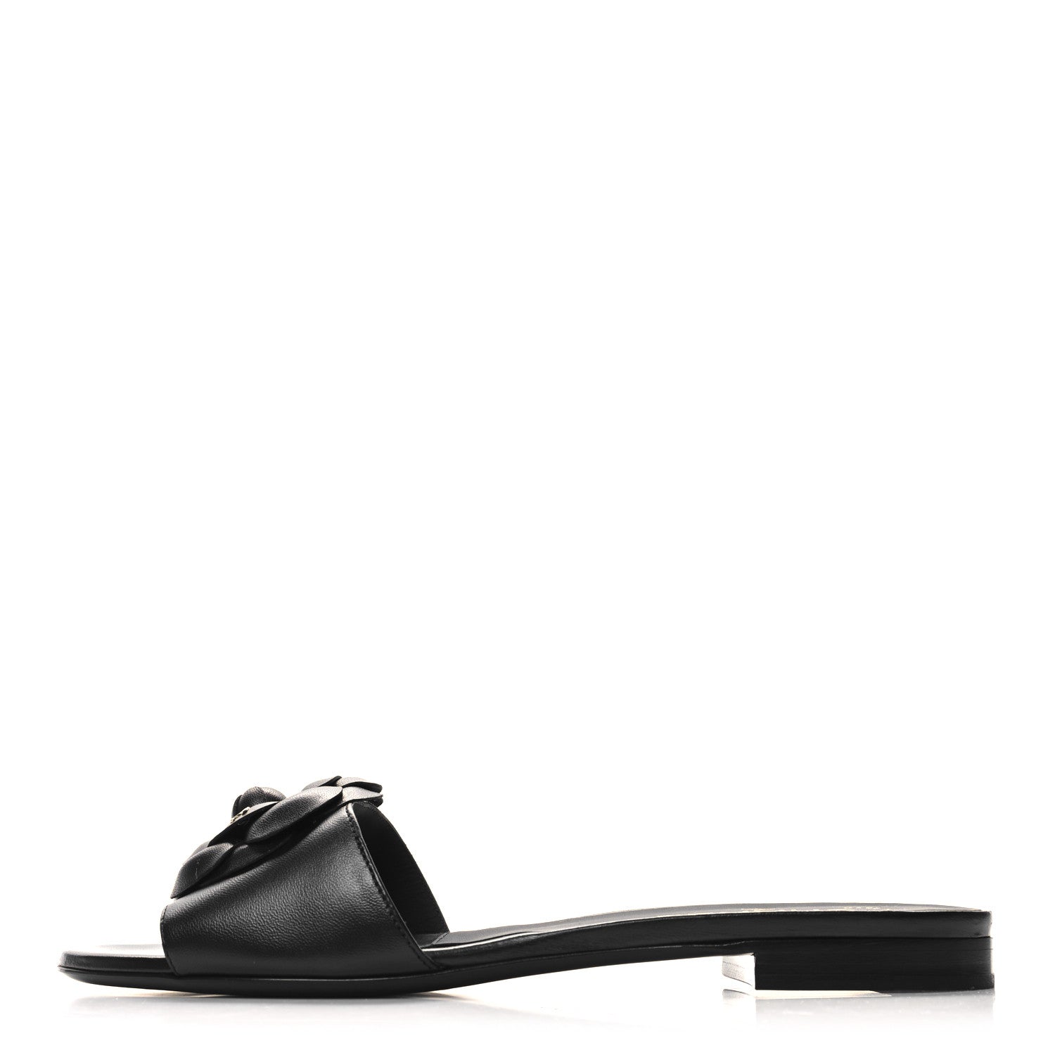 Chanel Lambskin Camellia CC Slides 40 Black 1 of 8