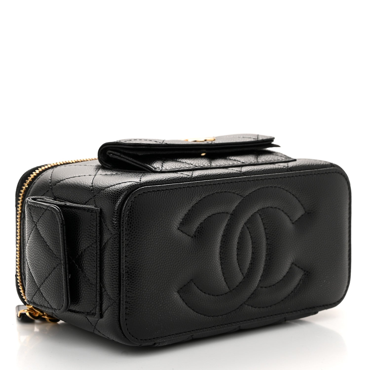 Chanel Caviar Quilted Polly Pocket East West Top Vanity With Chain Black 4 of 11