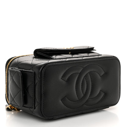 Chanel Caviar Quilted Polly Pocket East West Top Vanity With Chain Black 4 of 11