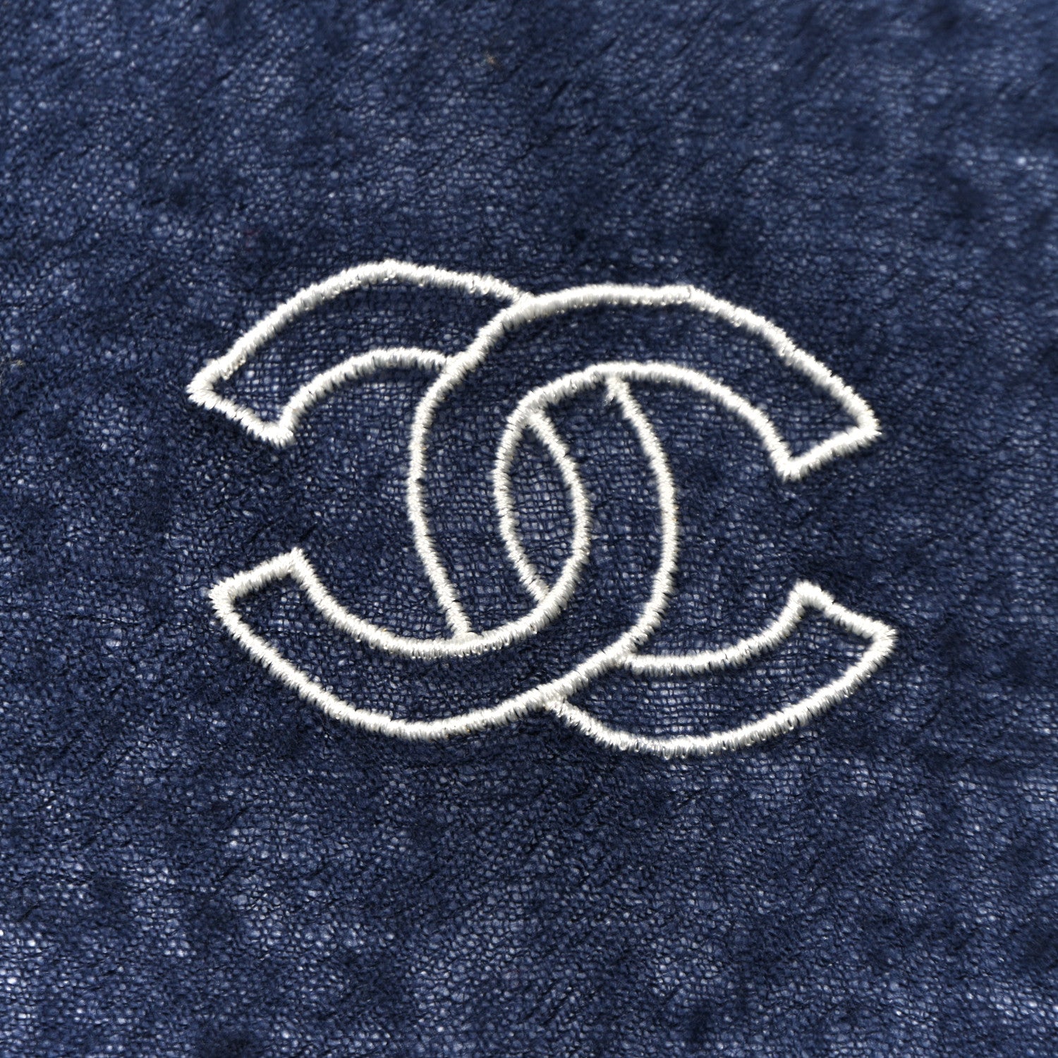 Chanel Cashmere CC Scarf Navy White 2 of 3