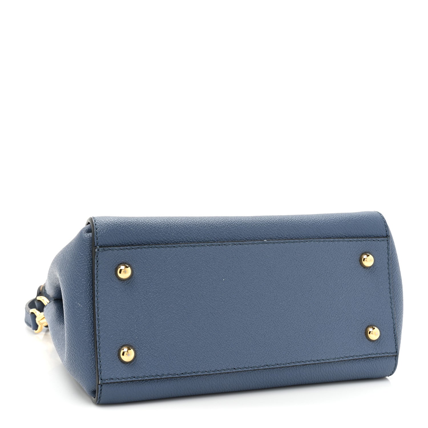 Burberry Soft Grain Calfskin Small Buckle Tote Steel Blue 4 of 14