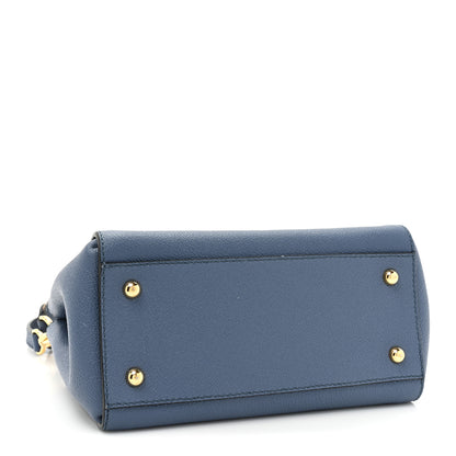 Burberry Soft Grain Calfskin Small Buckle Tote Steel Blue 4 of 14