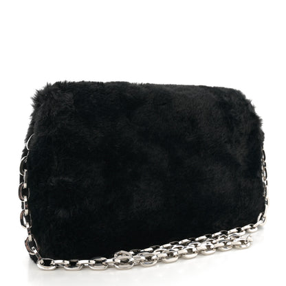 Jimmy Choo Faux Fur Carolina Chain Shoulder Bag Black 3 of 11
