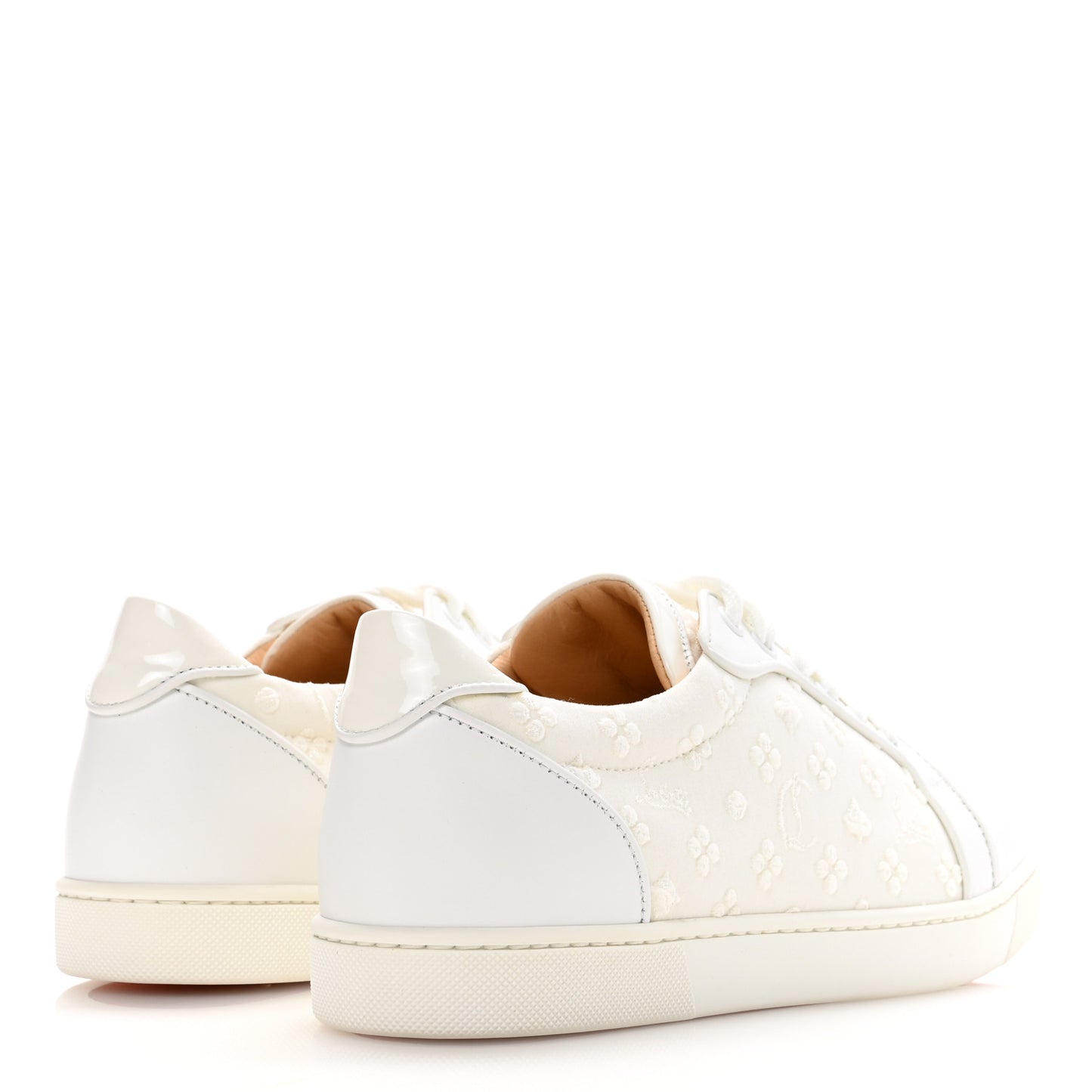 Calfskin Embroidered Womens Vieira Flat Sneakers 39.5 White