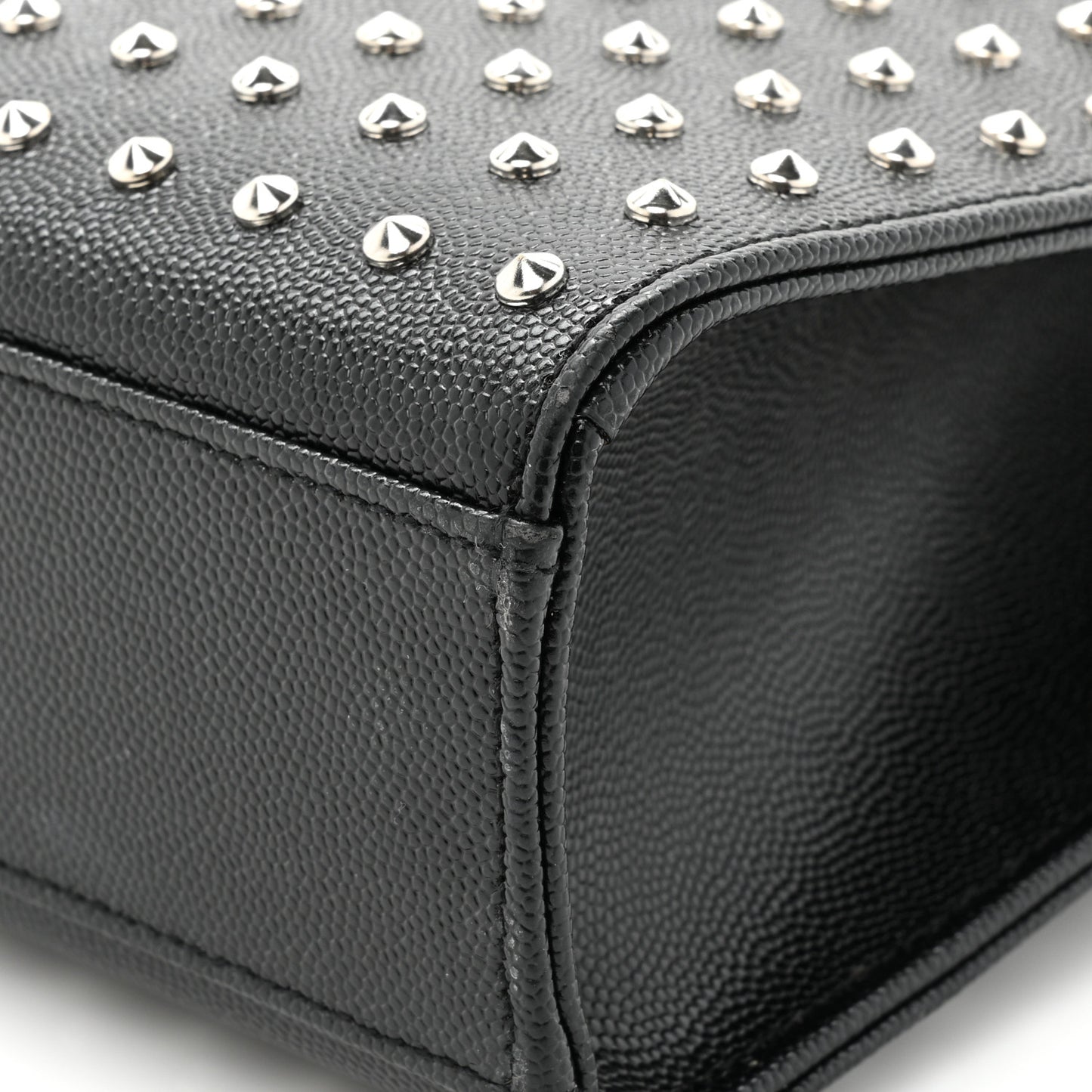 Grain de Poudre Matelasse Studded Large Monogram Satchel Black