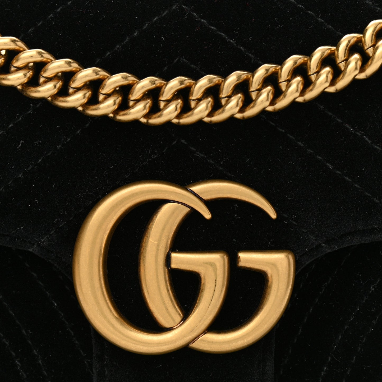 Velvet Matelasse Small GG Marmont Shoulder Bag Black