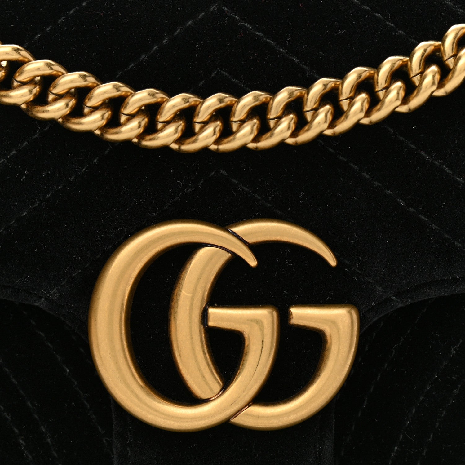 Gucci Velvet Matelasse Small GG Marmont Shoulder Bag Black 7 of 9