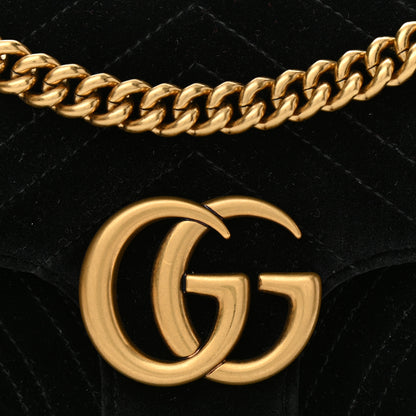 Gucci Velvet Matelasse Small GG Marmont Shoulder Bag Black 7 of 9